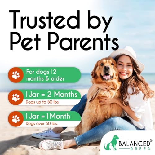 Balanced Breed All-in-1 Dog Vitamins Supplements Made in USA Non-GMO Vet-Pharmacist Approved Dog Multivitamin Probiotics Glucosamine Salmon Oil Skin Coat Supplement Dogs Senior & Adult Immune Support