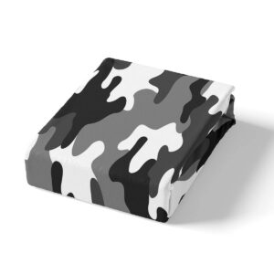 Army Camo Bedding Set, Black and Gray Military Style Camouflage Comforter Cover for Adult Boys Teens Abstract Art Pixel Design Duvet Cover, Soft Microfiber Durable Bedding Collection, Full Size