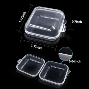 lyfLux 50 Packs Small Clear Plastic Storage Containers, Mixed Empty Mini, Case with Lids for Small Items and Other Craft Projects (1.37 x 1.37 x 0.7 Inches)