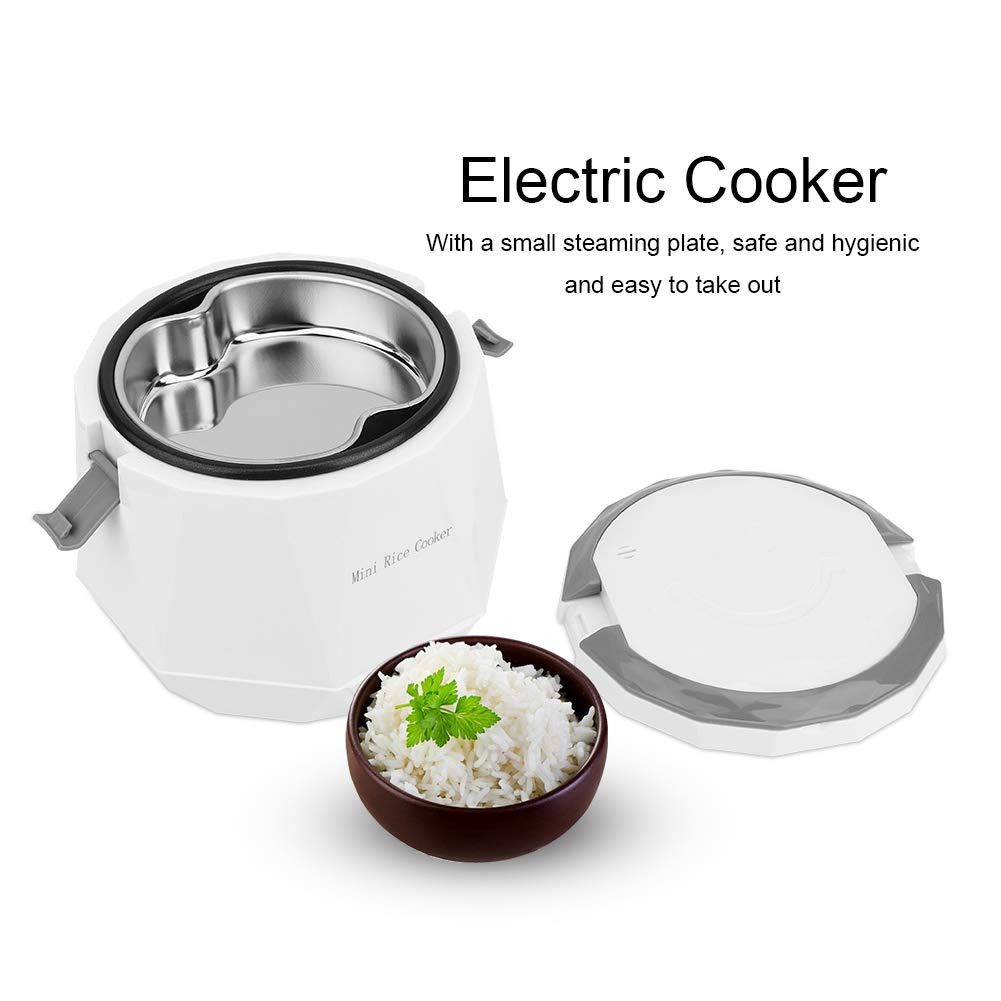 Mini Rice Cooker, 1.6L Mini Portable Electric Rice Cooker Rice Cooking Tool Food Steamer for 12V Car Use WhiteRice Cookers