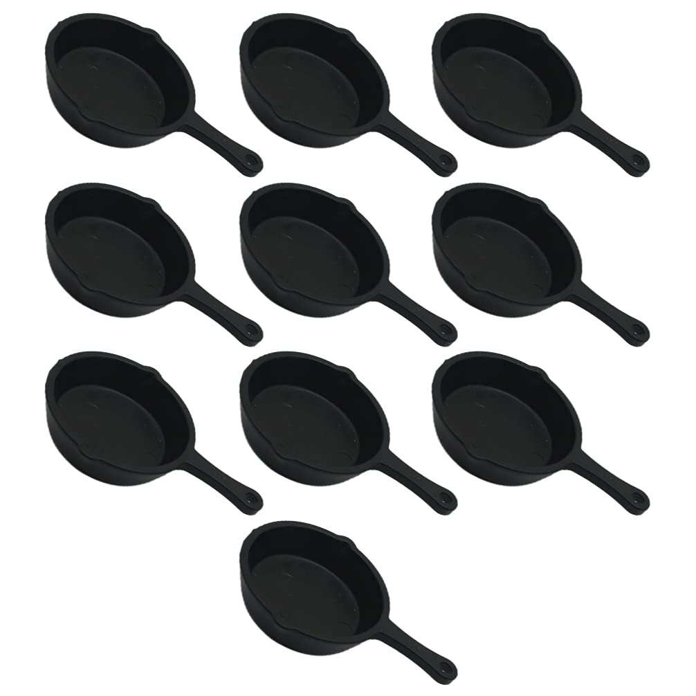 ARTIBETTER 10pcs Miniature Skillet Mini Cast Iron Skillet Small Frying Pan Set for Baked Cookie Brownie Dollhouse Kitchen Accessories