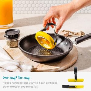 Dreamfarm Flegg 3-In-1 Flexible Silicone Egg Rings, Flippers, & Servers Safe on Non-Stick - Pack of 2, Yellow/Black