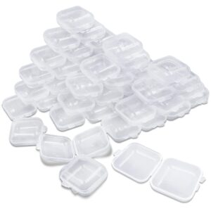 lyflux 50 packs small clear plastic storage containers, mixed empty mini, case with lids for small items and other craft projects (1.37 x 1.37 x 0.7 inches)