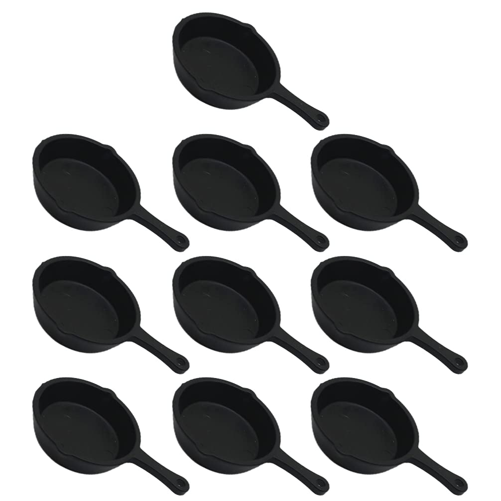 ARTIBETTER 10pcs Miniature Skillet Mini Cast Iron Skillet Small Frying Pan Set for Baked Cookie Brownie Dollhouse Kitchen Accessories