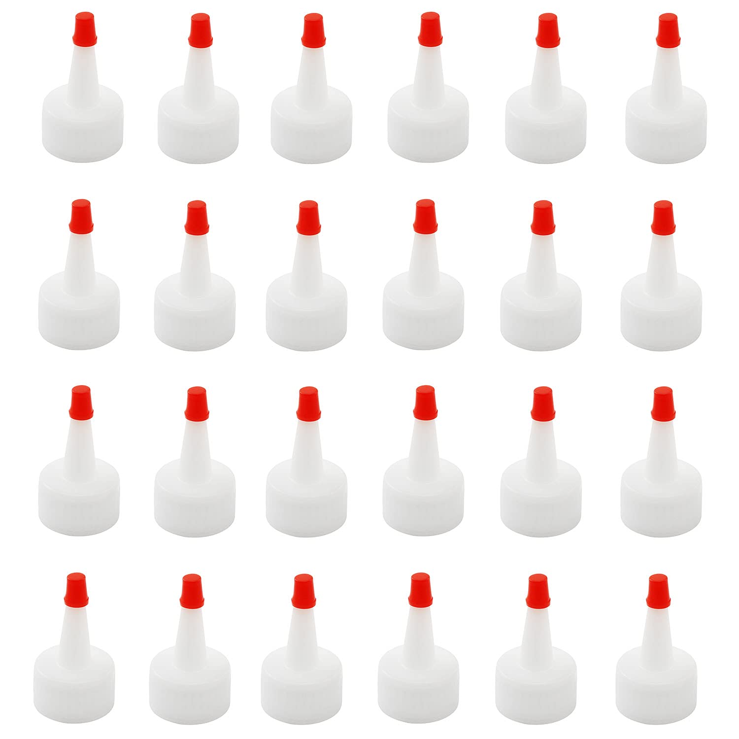 YYANGZ 24PCS Dispensing Caps, Replacement Caps Tip Caps Plastic Bottle Caps Yorker Dispensing Cap Red Pointed Mouth Bottle Cap for Plastic Squeeze Bottles Glue Bottles