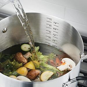 KitchenAid Stainless Steel Stockpot with Measuring Marks and Lid, 8 Quart, Brushed Stainless Steel