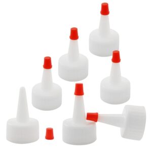 YYANGZ 24PCS Dispensing Caps, Replacement Caps Tip Caps Plastic Bottle Caps Yorker Dispensing Cap Red Pointed Mouth Bottle Cap for Plastic Squeeze Bottles Glue Bottles