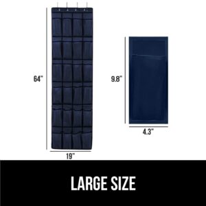 Gorilla Grip Over the Door Shoe Organizer, 24 Large Breathable Mesh Pockets, Space Saving Hanging Storage Holder, Closet Rack Hanger Holds Up to 40 lbs, Hangs on Closets for Shoes, Accessories, Navy