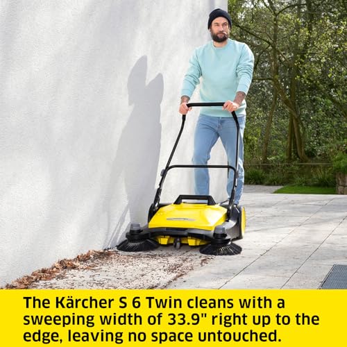 Kärcher - S 6 Twin Walk-Behind Outdoor Hand Push Floor Sweeper - 10 Gallon Capacity - 33.9" Sweeping Width - Sweeps up to 32,300 Square Feet/Hour