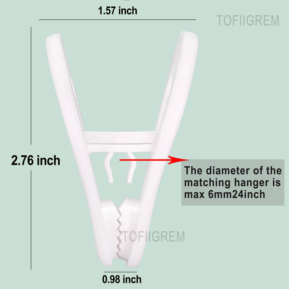 TOFIIGREM White Hanger Clips 50 Pack, Multi-Purpose Plastic Hangers Clips Perfect for Plastic Clothes Hangers, Clothes Pins Finger Clip for Skirt Pants Hangers