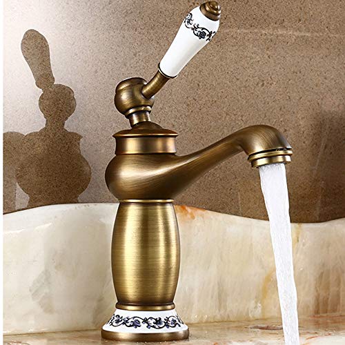 Mixer Tap Retro Faucet Kitchen Faucet Retro Brass Single Lever & Ceramic Sink Faucet With Water Inlet For Bathtub Bathroom Water-tap European Style (Brass)