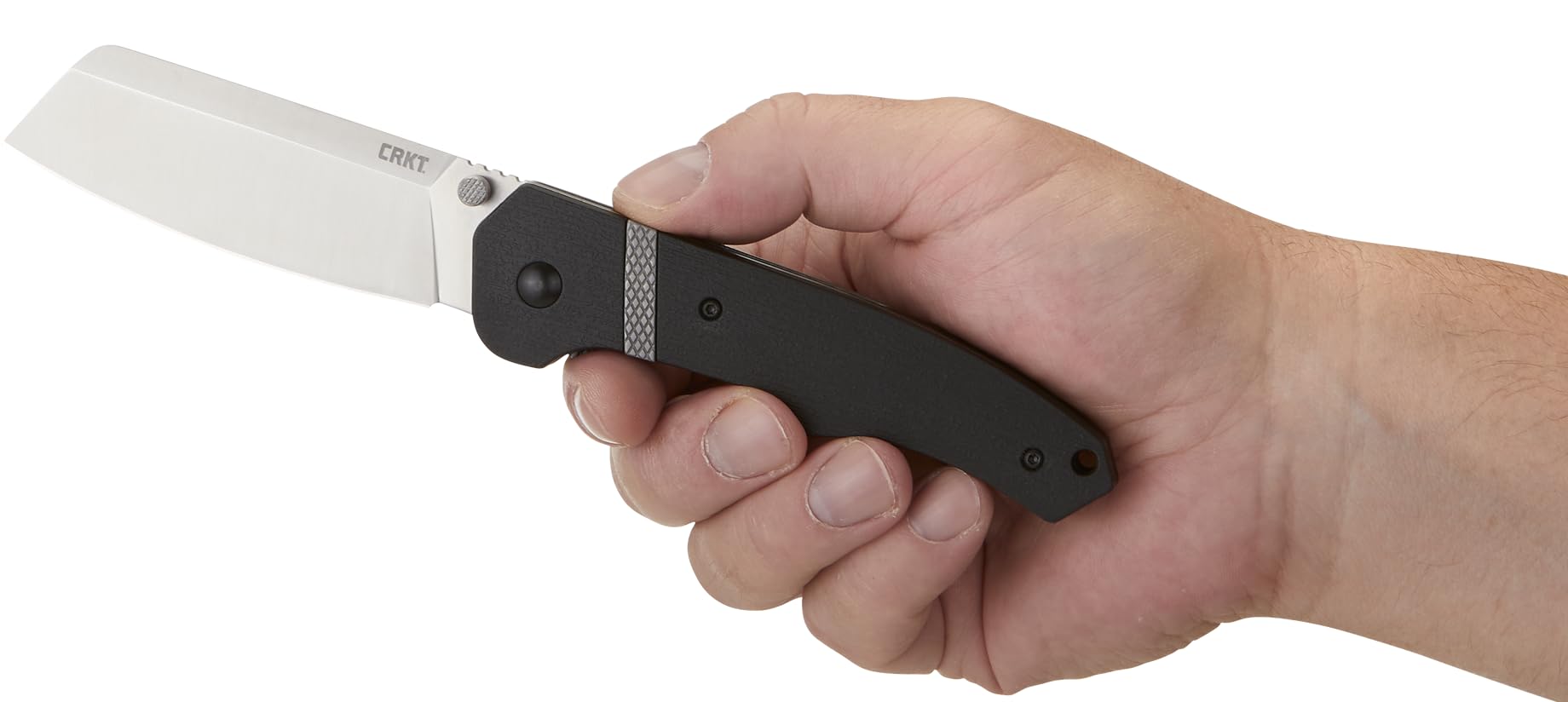 CRKT Ripsnort II EDC Folding Pocket Knife: Everyday Carry, Heavy Cleaver Style Blade, Thumb Stud Open, Liner Lock, Nylon Handle with Stainless Inlay, Deep Carry Pocket Clip 7270