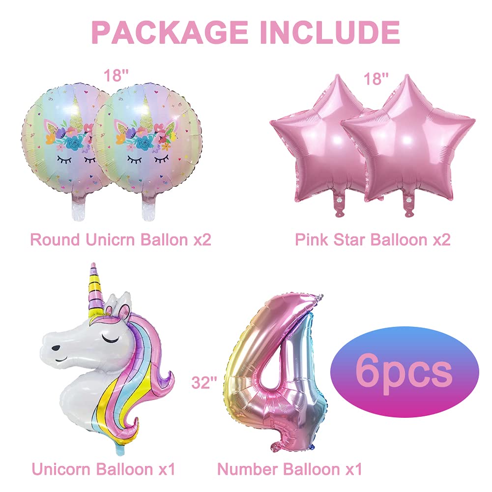 DUILE Unicorn Balloons Unicorn Birthday Party Decorations for Girls Foil Balloons Set Macaron and Rainbow Balloon Wedding Baby Shower Party Supplies (4)