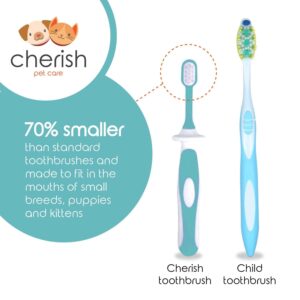 Cherish Pet Care Dog Tooth Brushing Kit (3pcs) - Dog Finger Toothbrush, Double-Sided Toothbrush, Small Dog Toothbrush, Dog Teeth Cleaning, Puppy Tooth Brushing Kit, Small Dog Tooth Brushing Kit