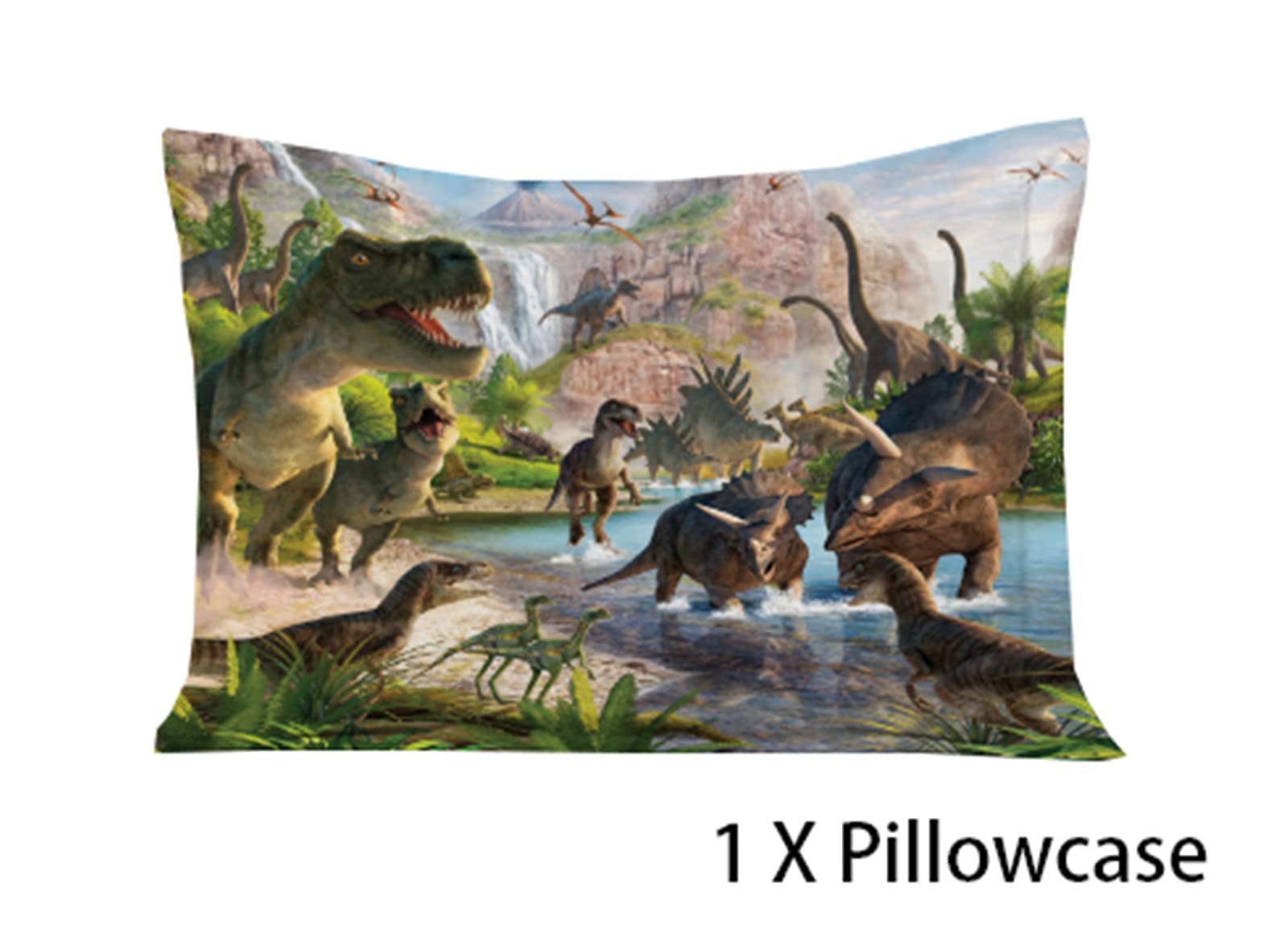 NiuOne Dinosaurs Bed Sheets Twin for Boys,3D Realistic Dinosaur Green Fitted Sheets Set Ancient Jungle Dinosaur Bed Sheet Kids Soft Microfiber Bedding Sheets Set,Twin Size(2pc)