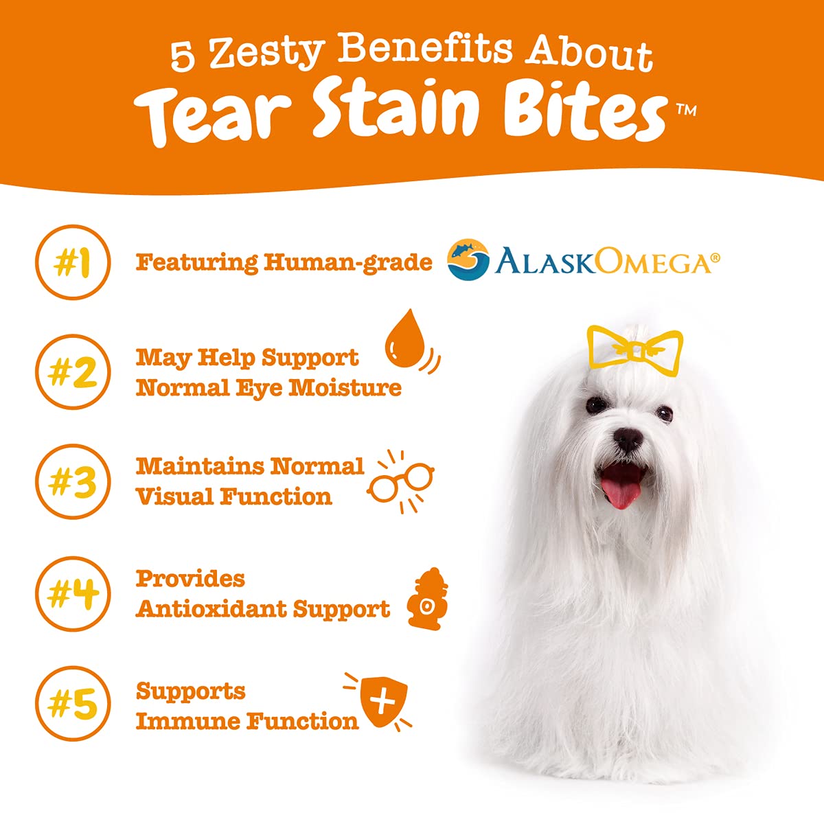 Zesty Paws Tear Stain Support Soft Chews for Dogs - for Eye Moisture + Vision & Immune Support - Functional Supplements with Fish Oil, Lutein, Cranberry & Vitamin C - Chicken Flavor - 90 ct