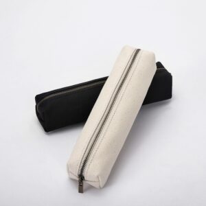 【YONBEN】Canvas pencil case cartuchera multifuncional kawaii multifunctional zippered canvas pencil case (Beige, S)