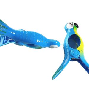 C&H Solutions Blue Parrot Flip Style Beach Towel Clips Jumbo Size for Beach Chair, Cruise Beach Patio, Pool Accessories for Chairs, Household Clip, Baby Stroller