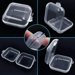 lyfLux 50 Packs Small Clear Plastic Storage Containers, Mixed Empty Mini, Case with Lids for Small Items and Other Craft Projects (1.37 x 1.37 x 0.7 Inches)