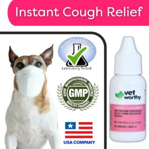 Vet Worthy Kennel Cough Drops for Dogs - Dog Supplement for Dry Kennel Cough Relief - Dog Cough Remedy with Drosera Rotundifolia, Arsenicum Album, Spongia Tosta - 0.5oz