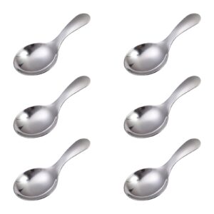 6pcs stainless steel short handle spoons, 3.54x1.77inch round dessert spoons ice cream spoon use for kitchen or restaurant(silver)