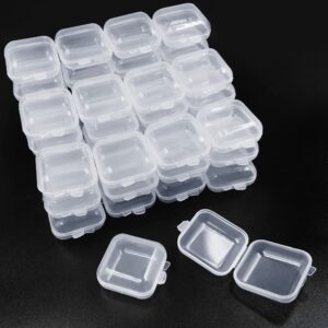 lyfLux 50 Packs Small Clear Plastic Storage Containers, Mixed Empty Mini, Case with Lids for Small Items and Other Craft Projects (1.37 x 1.37 x 0.7 Inches)