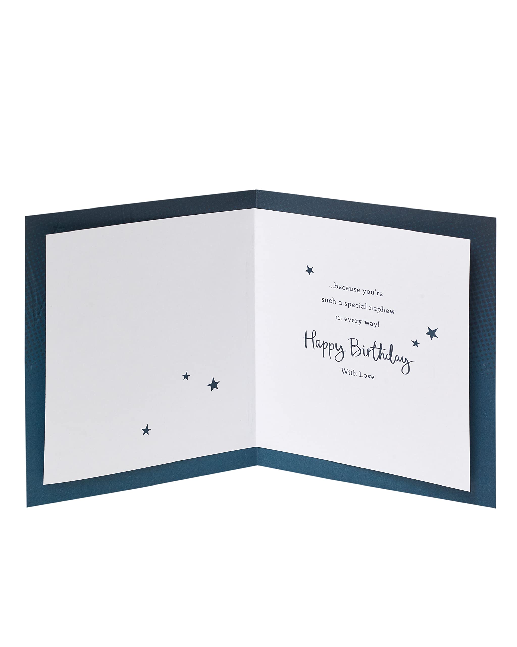 UK Greetings Birthday Card for Nephew - Gold & Silver Foil Design, blue, 159mm x 184mm