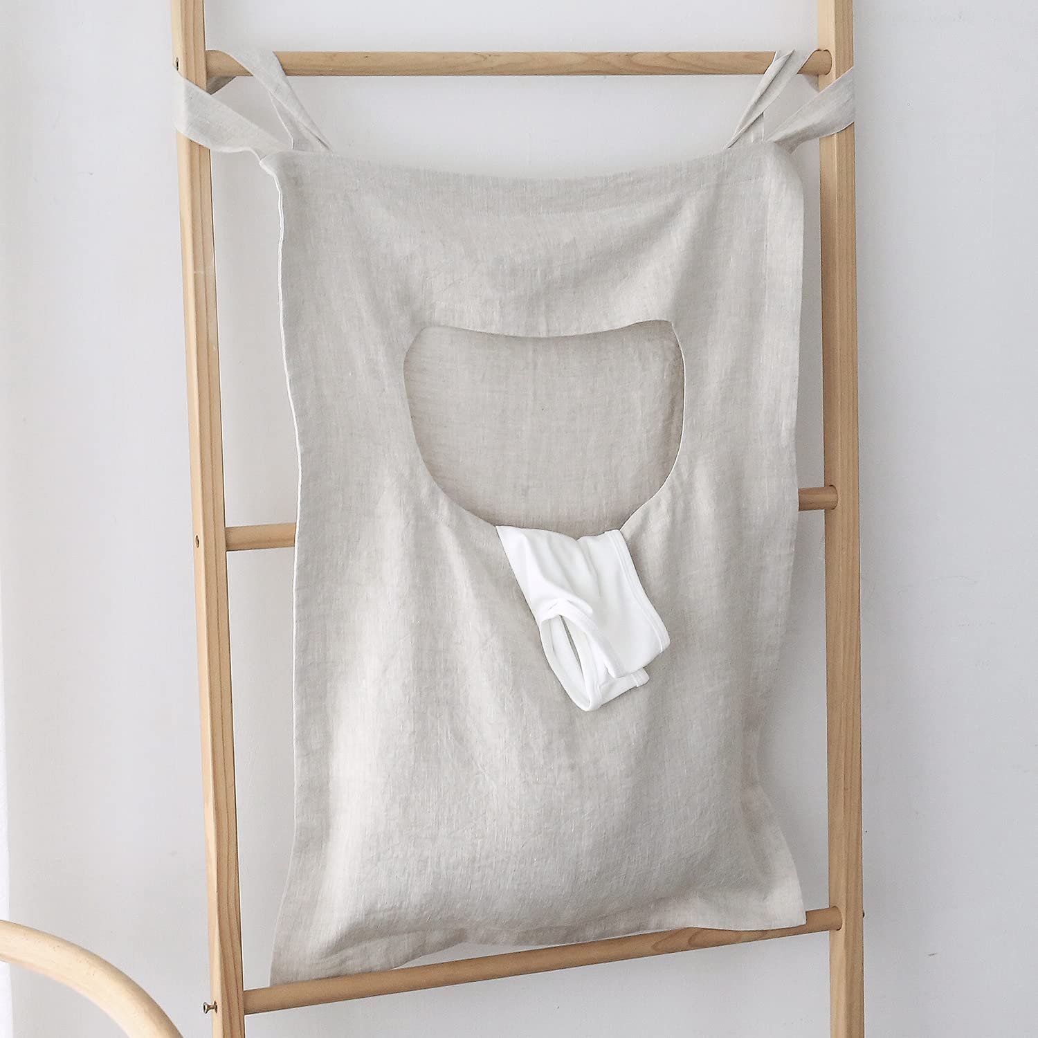 Amazhiyu 100% Linen Door Hanging Laundry Hamper Bag, 19x27 Inches (Linen)