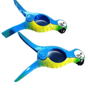 C&H Solutions Blue Parrot Flip Style Beach Towel Clips Jumbo Size for Beach Chair, Cruise Beach Patio, Pool Accessories for Chairs, Household Clip, Baby Stroller