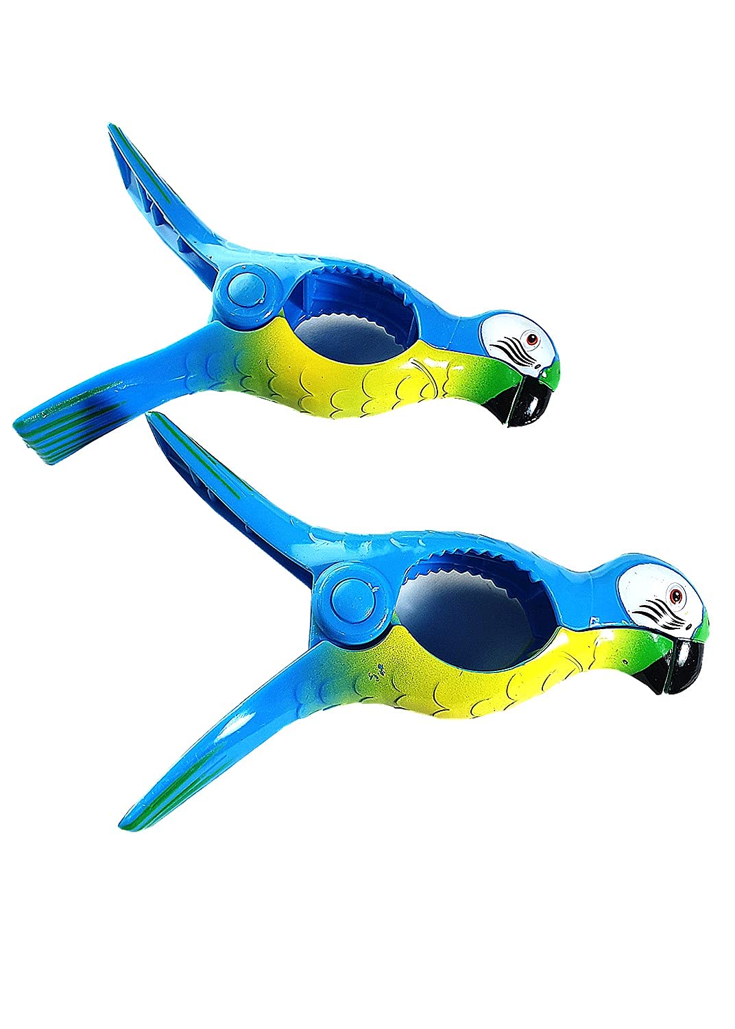 C&H Solutions Blue Parrot Flip Style Beach Towel Clips Jumbo Size for Beach Chair, Cruise Beach Patio, Pool Accessories for Chairs, Household Clip, Baby Stroller