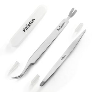 pafason stainless steel premium dual-headed tick removal twister tweezer set - remover for dogs, cats and humans with storage case