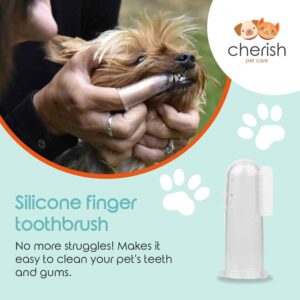 Cherish Pet Care Dog Tooth Brushing Kit (3pcs) - Dog Finger Toothbrush, Double-Sided Toothbrush, Small Dog Toothbrush, Dog Teeth Cleaning, Puppy Tooth Brushing Kit, Small Dog Tooth Brushing Kit