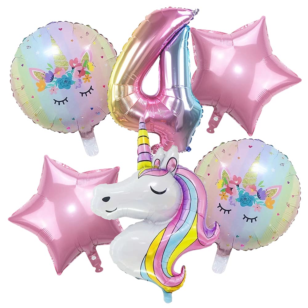 DUILE Unicorn Balloons Unicorn Birthday Party Decorations for Girls Foil Balloons Set Macaron and Rainbow Balloon Wedding Baby Shower Party Supplies (4)