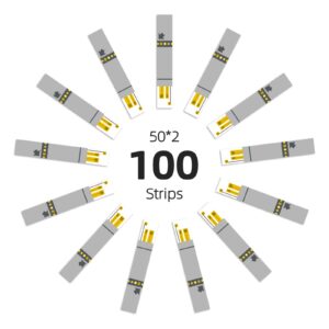 Metene AGM-513S Test Strips for Diabetes, 100 Count Blood Glucose Test Strips, Use with Metene AGM-513S Blood Glucose Monitoring System Only (No Monitor)