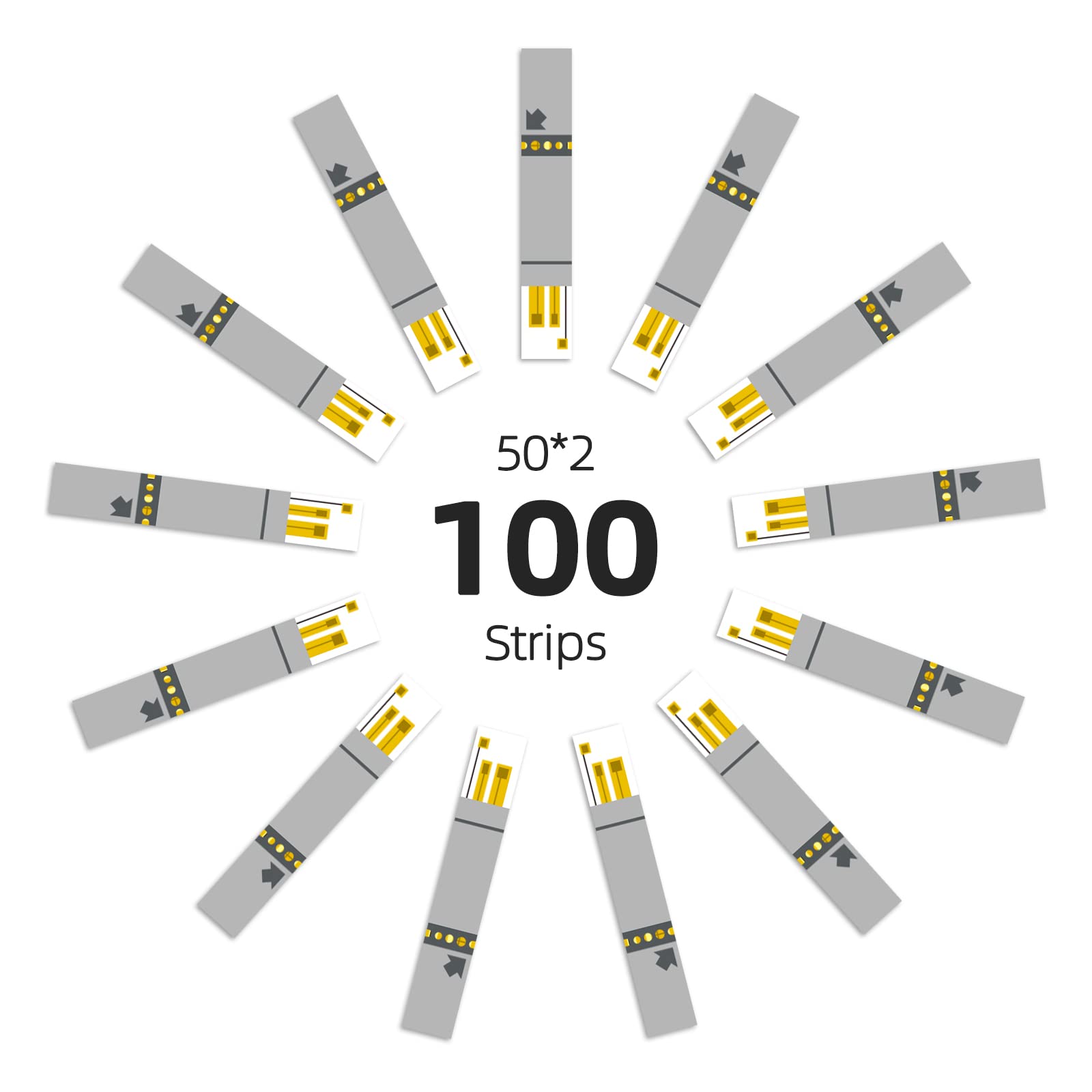 Metene AGM-513S Test Strips for Diabetes, 100 Count Blood Glucose Test Strips, Use with Metene AGM-513S Blood Glucose Monitoring System Only (No Monitor)