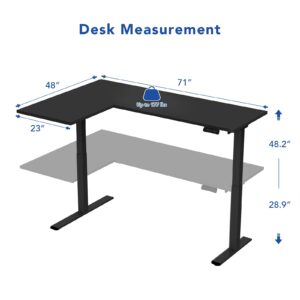 FLEXISPOT L Shaped Standing Desk 71 x 48 Inch Dual Motor Computer Electric Corner Desk Sit Stand Up Desk Height Adjustable Desk Home Office Table with Splice Board, Black