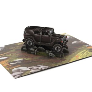 Liif Jeep Wrangler 3D Pop-Up Birthday Card for Men, Father's Day, Retirement, Get Well Soon