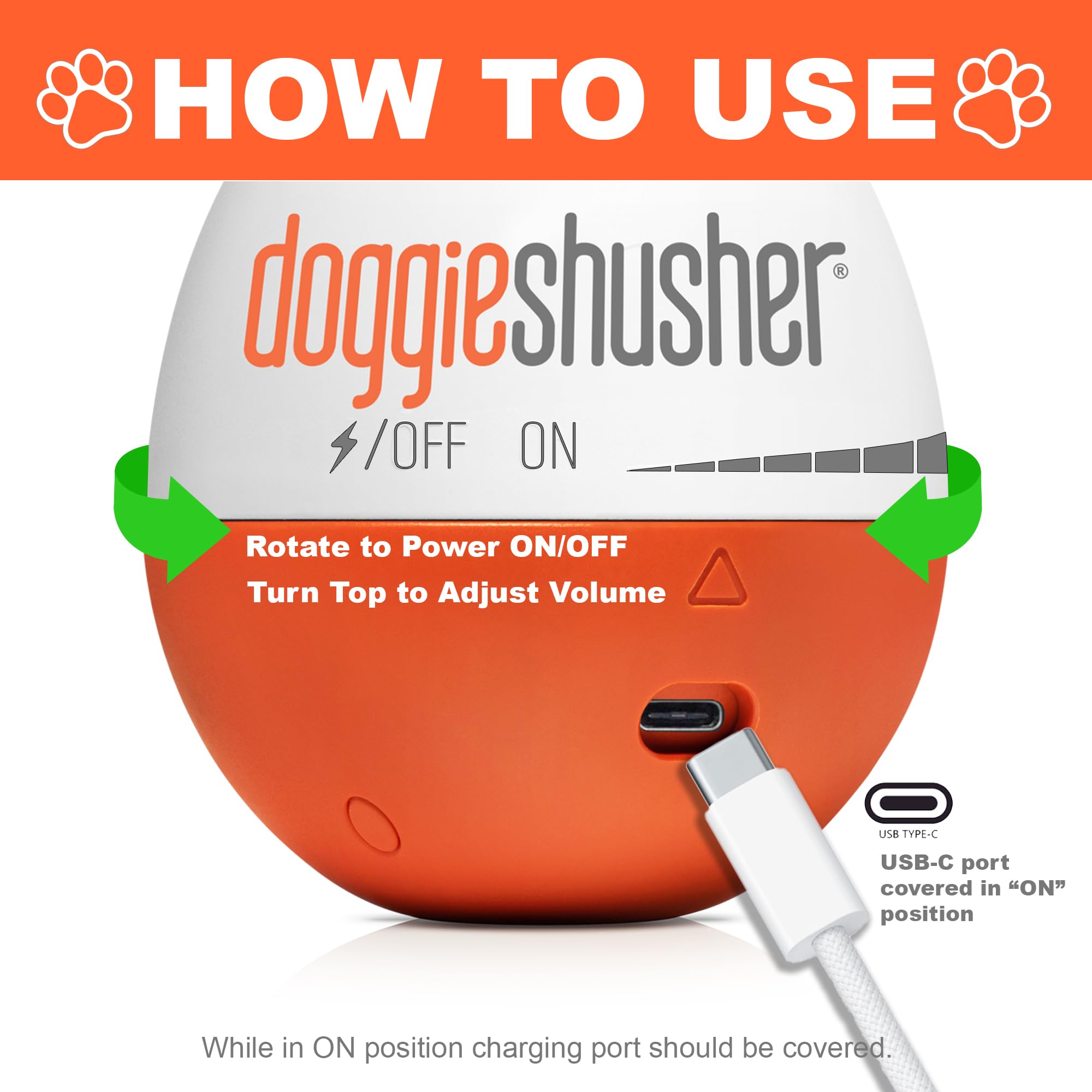 Doggie Shusher: Dog Anxiety Relief | Calming Sound Machine for Pets | for Kennel Training, Separation Anxiety, Fireworks, and Thunderstorms | Slobber Proof | Drug Free | USB-C Charging Cable Included