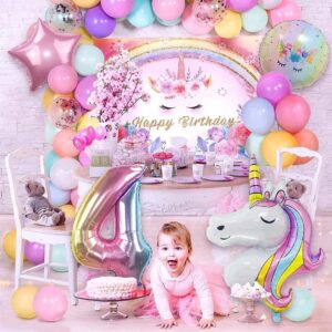 DUILE Unicorn Balloons Unicorn Birthday Party Decorations for Girls Foil Balloons Set Macaron and Rainbow Balloon Wedding Baby Shower Party Supplies (4)