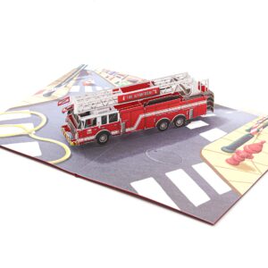 Liif Fire Truck 3D Greeting Pop Up Card, Birthday Card For Kids, Firemen, Men, DAD, Son, Boy, Retirement, Firefighter, Thank You | With Message Note & Envelop