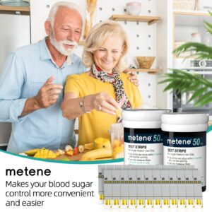 Metene AGM-513S Test Strips for Diabetes, 100 Count Blood Glucose Test Strips, Use with Metene AGM-513S Blood Glucose Monitoring System Only (No Monitor)