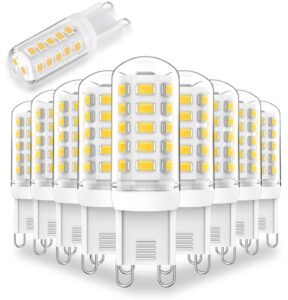 lososuch g9 dimmable led light bulb 3w daylight white 6000k,40w 60w halogen equivalent, g9 bulb 350 lm ac 120v for chandelier wall pendant ceiling lighting lamps no-flicke,10-pack