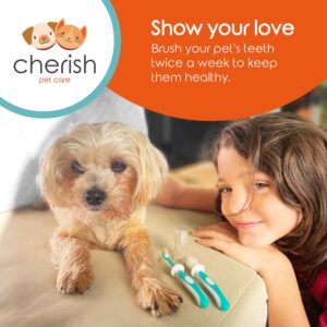 Cherish Pet Care Dog Tooth Brushing Kit (3pcs) - Dog Finger Toothbrush, Double-Sided Toothbrush, Small Dog Toothbrush, Dog Teeth Cleaning, Puppy Tooth Brushing Kit, Small Dog Tooth Brushing Kit