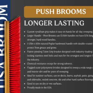 USA Broom 24" Heavy Duty Indoor/Outdoor Push Broom with 60" Handle. Ideal for Garages & Shops. Durable American Made Steel Brackets-All Stainless Steel Hardware. No Plastic. 100% Made in The USA.