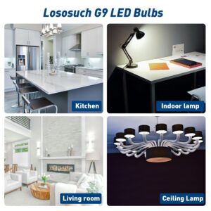 Lososuch G9 Dimmable LED Light Bulb 3W Daylight White 6000K,40W 60W Halogen Equivalent, G9 Bulb 350 LM AC 120V for Chandelier Wall Pendant Ceiling Lighting Lamps No-Flicke,10-Pack