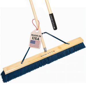 usa broom 36 in heavy duty push broom outdoor sweep ashpalt/concrete stiff bristles, usa steel brackets, stainless steel hardware, no plastic 100 percent made in the usa