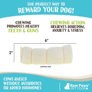 Raw Paws Beef Cheek Rolls for Dogs - 6 inch, 4-ct - Packed in USA - Rawhide Alternative Dog Chews - Free-Range Cow Cheek Rolls for Dogs - Retriever Rolls for Small Dogs to Large Dogs - Dog Beef Cheeks