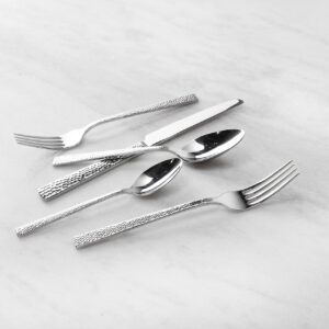 Fortessa Nomad Stainless Steel Flatware, Mirrored Hammered Stainless Steel, 20 Piece Place Setting, Service for 4