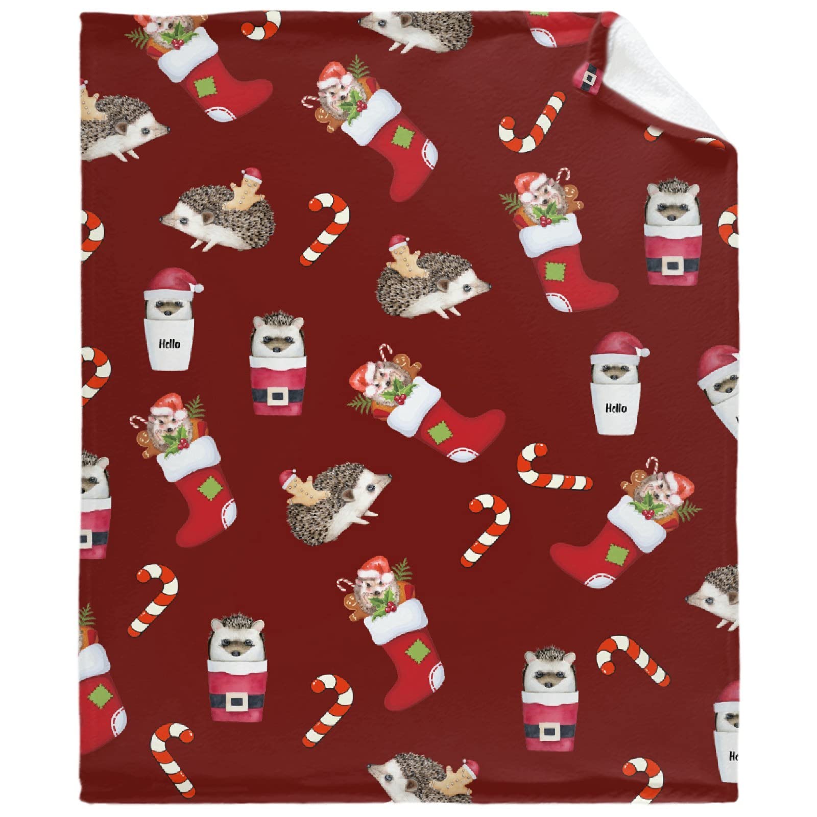 Christmas Hedgehog Blanket Gifts for Boys Girls, Cute Christmas Throw Blanket Gifts for Baby Cookie Candy Decor Plush Soft Lightweight Flannel Fleece Christmas Tree Blankets for Toddler Pet 40x30In