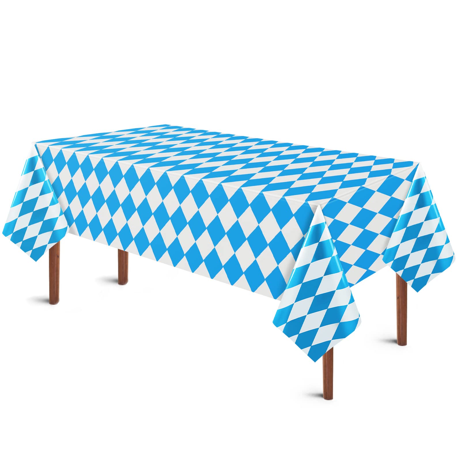 Boao 3 Pieces 51 x 71 Inch Oktoberfest Bavarian Flag Check Table Cover Plastic Rectangle Picnic Tablecloth for Octoberfest Outdoor Party Decor Christmas Party Favors